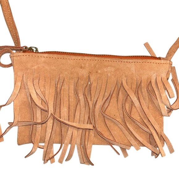 Roberta Roller Rabbit NEW tan suede fringe  festival cross body bag purse NWT - Picture 1 of 4
